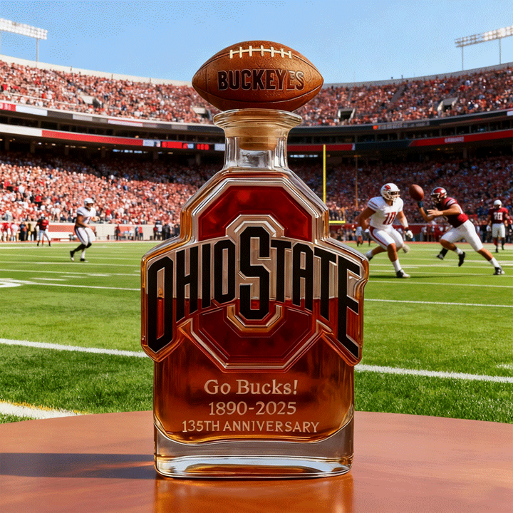 Ohio State Buckeyes Go Bucks 1980-2025 135th Anniversary Custom Whiskey Bottle-Storyflask