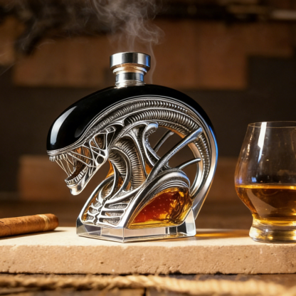 Alien-Inspired Biomechanical Decanter - Glass Art Statue Bottle for Whiskey Wine Beer