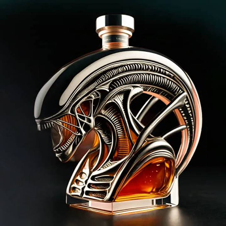 Alien-Inspired Biomechanical Decanter - Glass Art Statue Bottle for Whiskey Wine Beer
