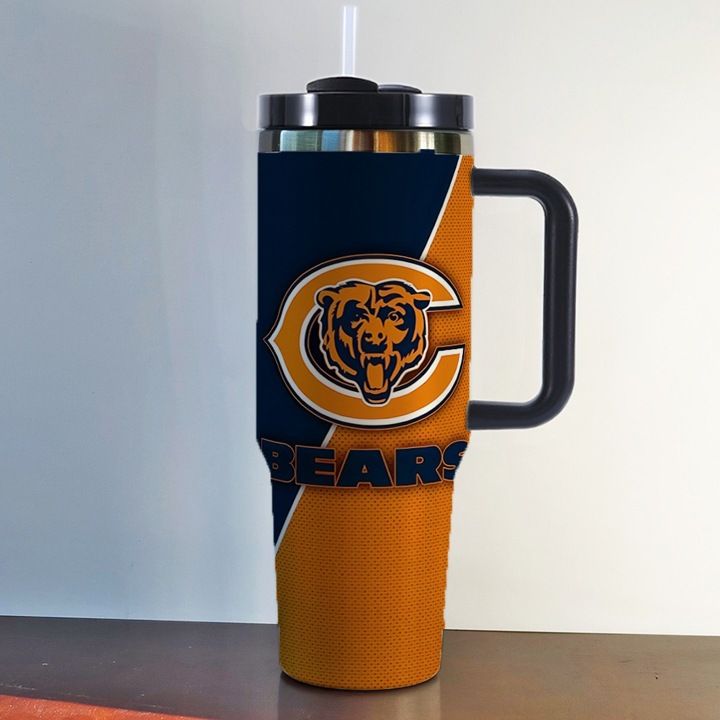 NFL Stainless Steel Tumbler with Handle and Straw - 40oz Double Wall Insulated Travel Mug with Lid