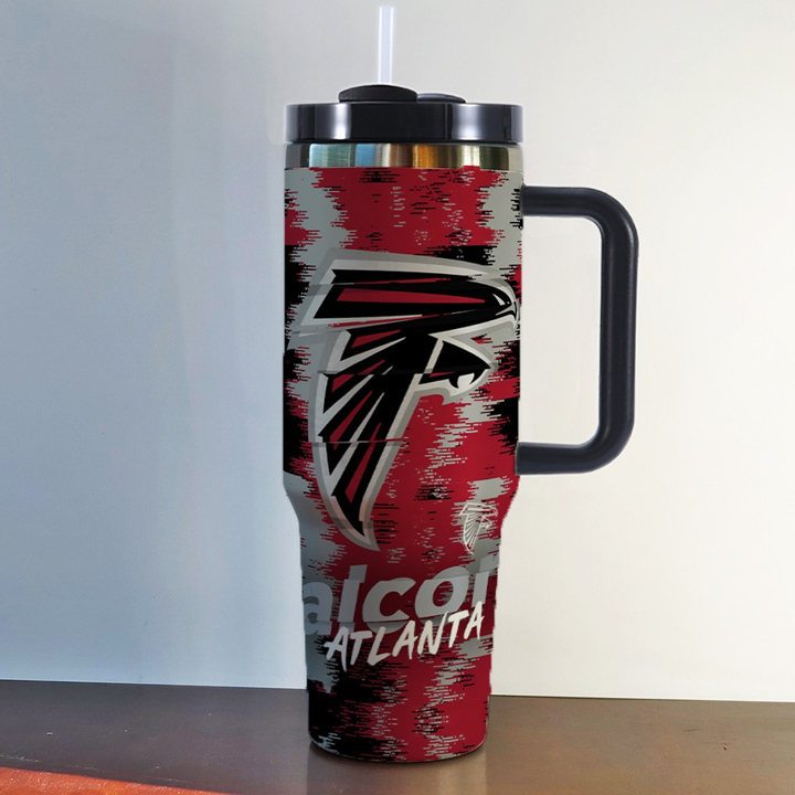 NFL Stainless Steel Tumbler with Handle and Straw - 40oz Double Wall Insulated Travel Mug with Lid