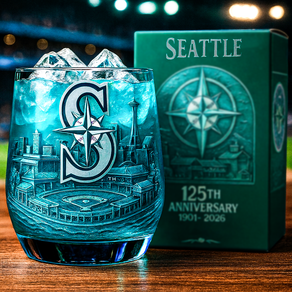SEATTLE 125th Anniversary whiskey glass-Storyflask