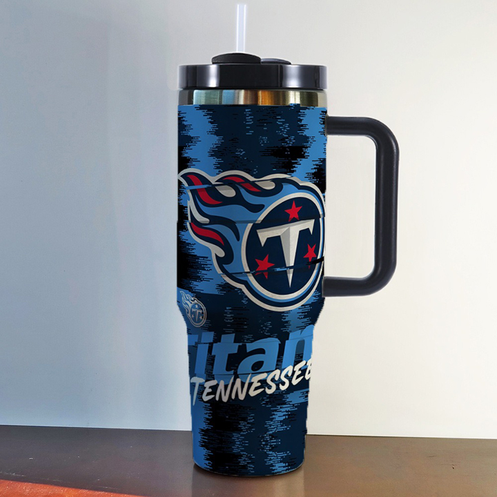 NFL Stainless Steel Tumbler with Handle and Straw - 40oz Double Wall Insulated Travel Mug with Lid