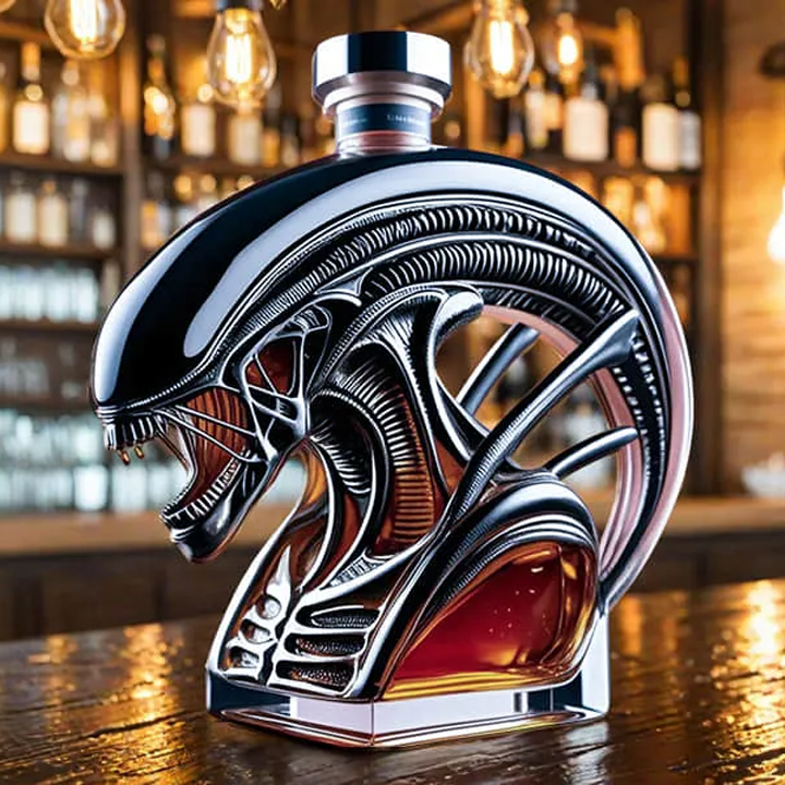 Alien-Inspired Biomechanical Decanter - Glass Art Statue Bottle for Whiskey Wine Beer
