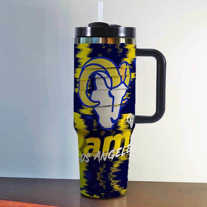 NFL Stainless Steel Tumbler with Handle and Straw - 40oz Double Wall Insulated Travel Mug with Lid