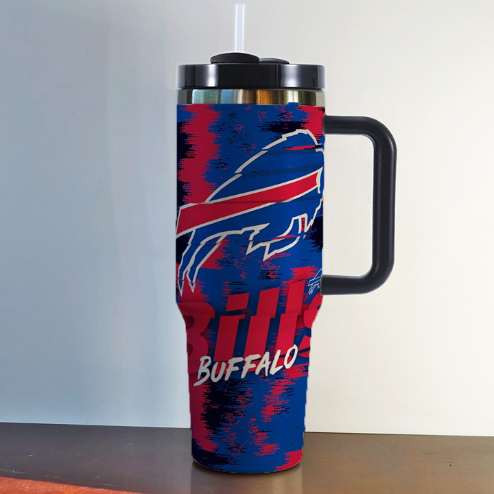 NFL Stainless Steel Tumbler with Handle and Straw - 40oz Double Wall Insulated Travel Mug with Lid