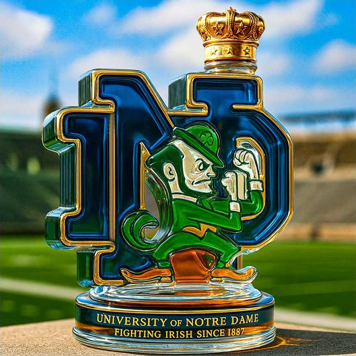 University Of Notre Dame Fighting Irish Whiskey Bottle - Nd Monogram C