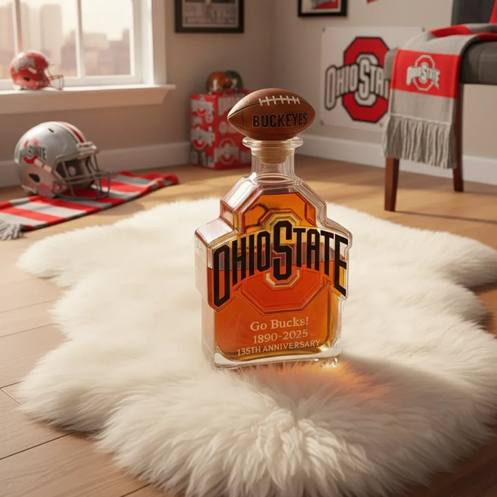 Ohio State Buckeyes Go Bucks 1980-2025 135th Anniversary Custom Whiskey Bottle-Storyflask