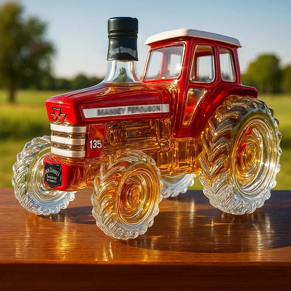 Tractor Shaped Glass Whiskey Bottle-Storyflask