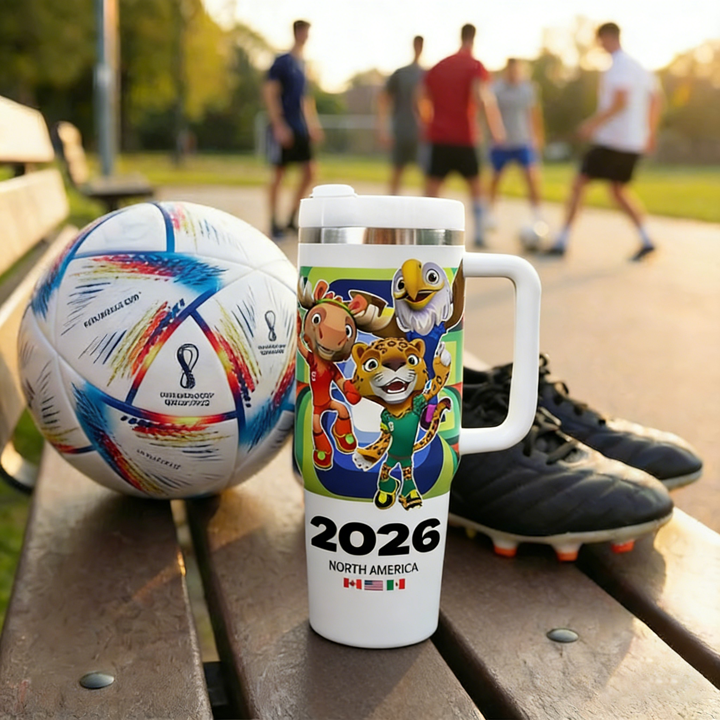 2026 FIFA World Cup Tumbler W/Handle - 40oz Premium Stainless Steel Insulated Double Mug