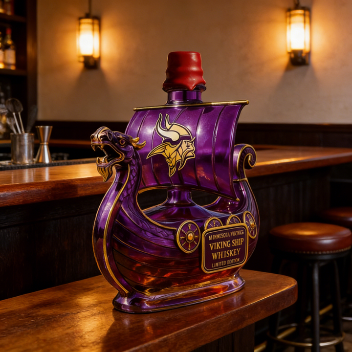 Minnesota Vikings Dragon‐head Ship Custom Whiskey Bottle - A Commanding Tribute to The Franchise’s Heritage