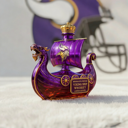 Minnesota Vikings Dragon‐head Ship Custom Whiskey Bottle - A Commanding Tribute to The Franchise’s Heritage