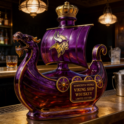Minnesota Vikings Dragon‐head Ship Custom Whiskey Bottle - A Commanding Tribute to The Franchise’s Heritage