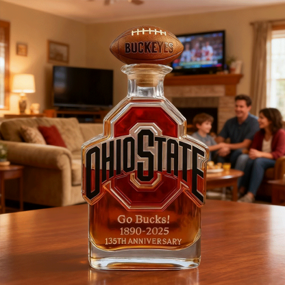 Ohio State Buckeyes Go Bucks 1980-2025 135th Anniversary Custom Whiskey Bottle-Storyflask
