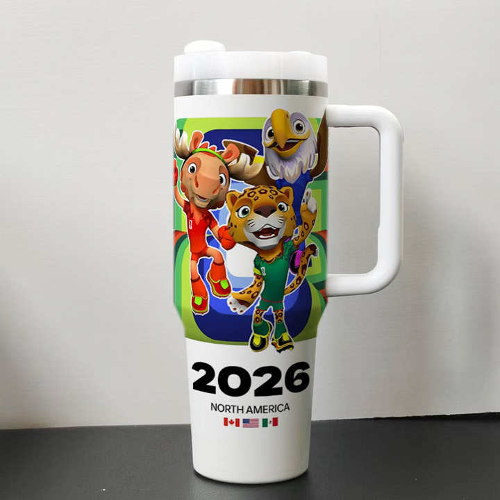 2026 FIFA World Cup Tumbler W/Handle - 40oz Premium Stainless Steel Insulated Double Mug