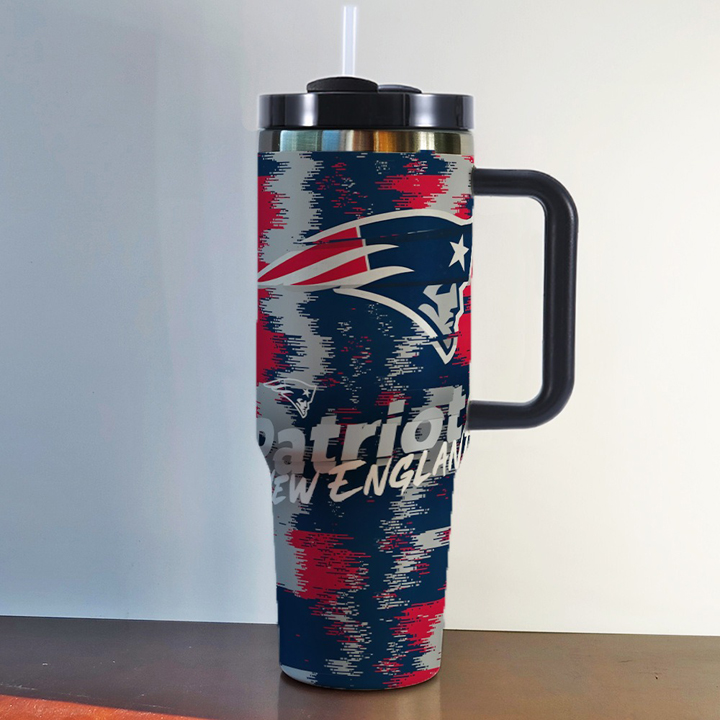 NFL Stainless Steel Tumbler with Handle and Straw - 40oz Double Wall Insulated Travel Mug with Lid