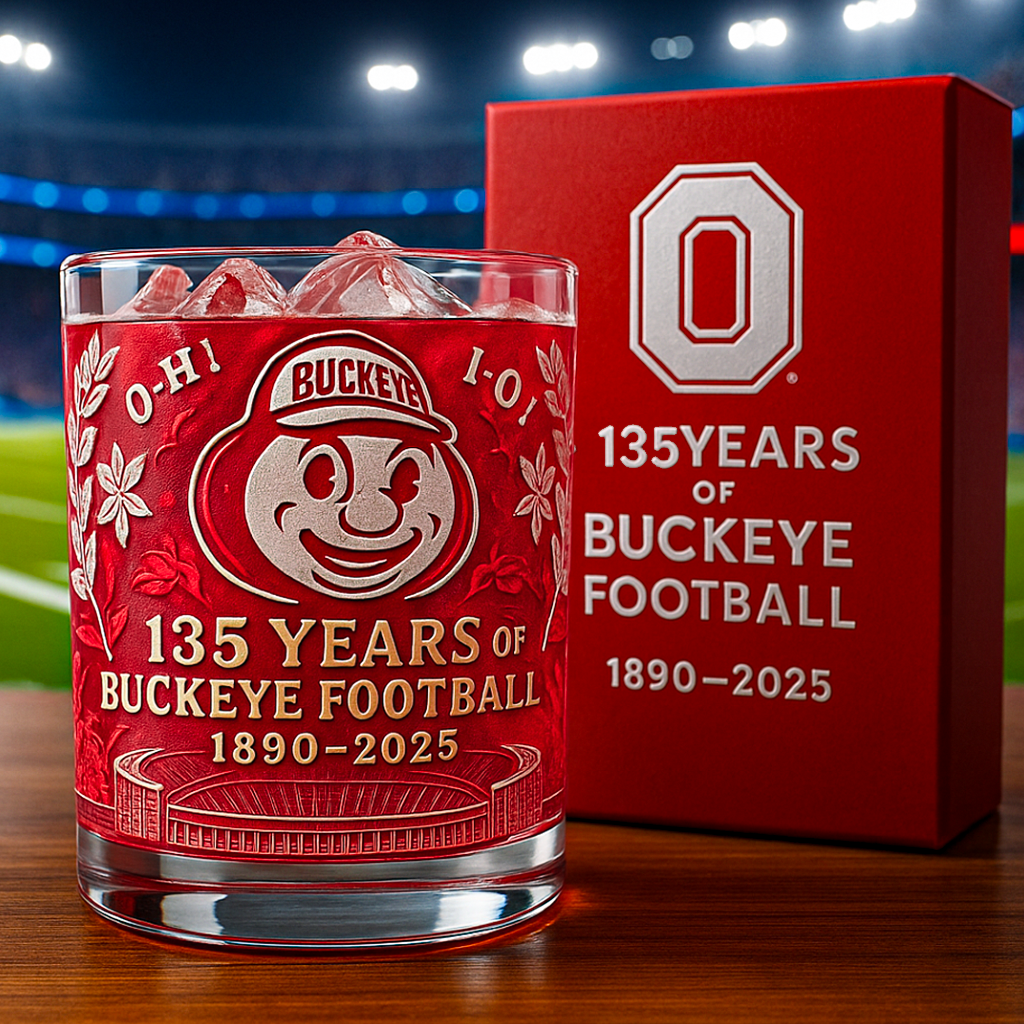 Ohio State Buckeyes 135th Anniversary Whiskey Glass-Storyflask
