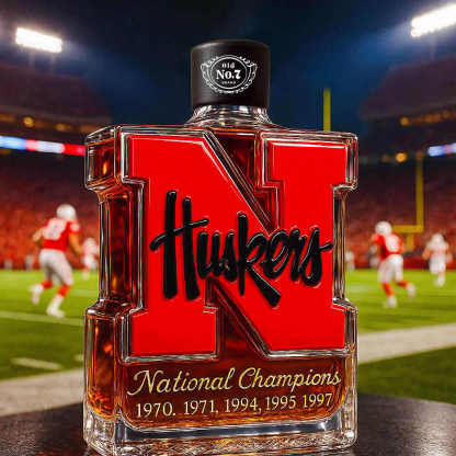 Nebraska Cornhuskers 5-Time National Champions Whiskey Bottle-Storyflask