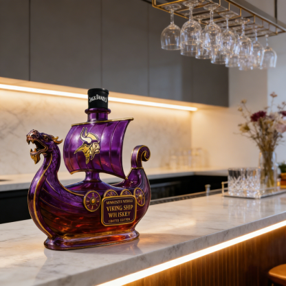 Minnesota Vikings Dragon‐head Ship Custom Whiskey Bottle - A Commanding Tribute to The Franchise’s Heritage