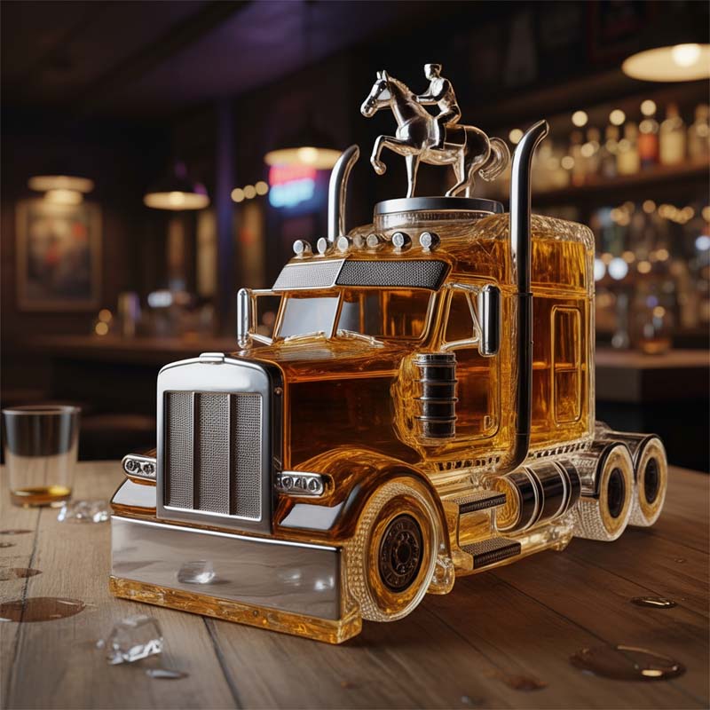 Truck Shape Glass Whiskey Bottle-Storyflask