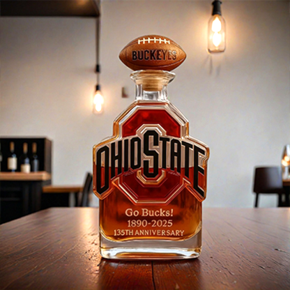 Ohio State Buckeyes Go Bucks 1980-2025 135th Anniversary Custom Whiskey Bottle-Storyflask