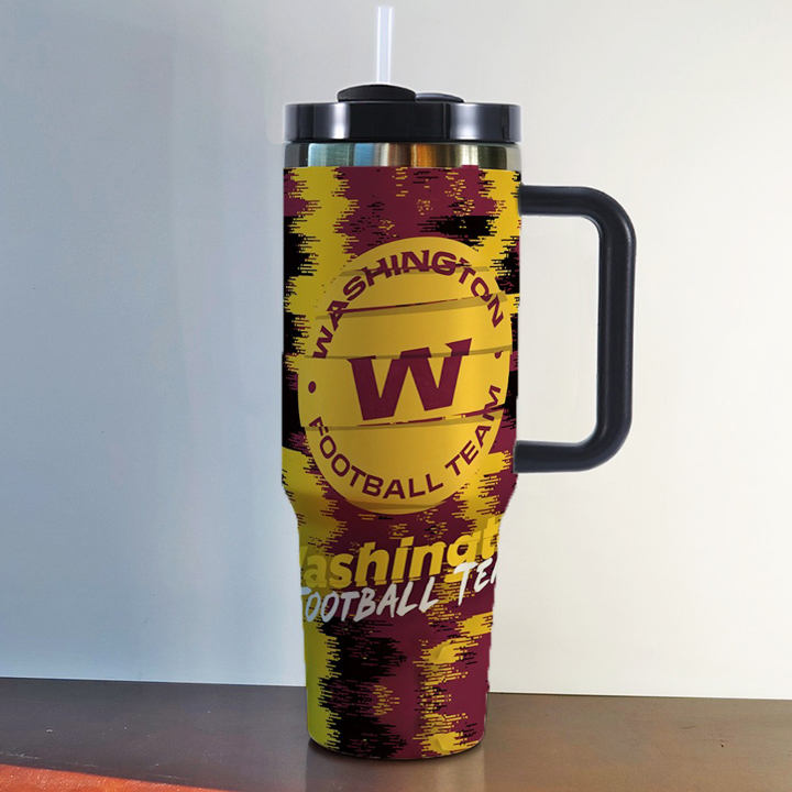 NFL Stainless Steel Tumbler with Handle and Straw - 40oz Double Wall Insulated Travel Mug with Lid