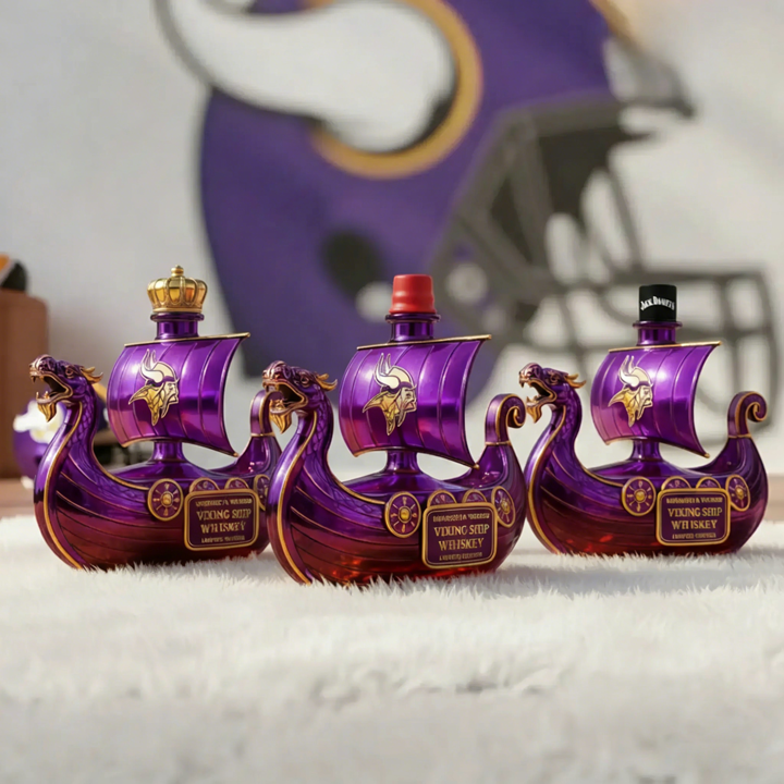 Minnesota Vikings Dragon‐head Ship Custom Whiskey Bottle - A Commanding Tribute to The Franchise’s Heritage