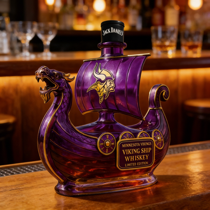 Minnesota Vikings Dragon‐head Ship Custom Whiskey Bottle - A Commanding Tribute to The Franchise’s Heritage
