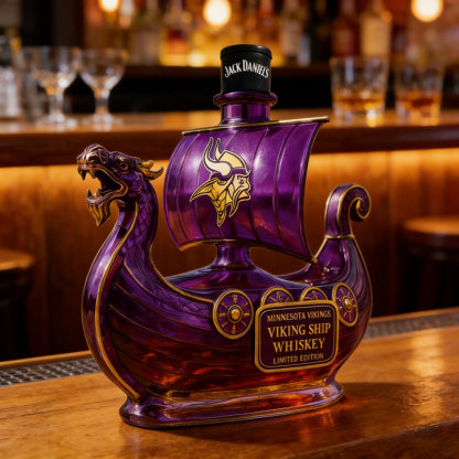 Minnesota Vikings Dragon‐head Ship Custom Whiskey Bottle - A Commanding Tribute to The Franchise’s Heritage