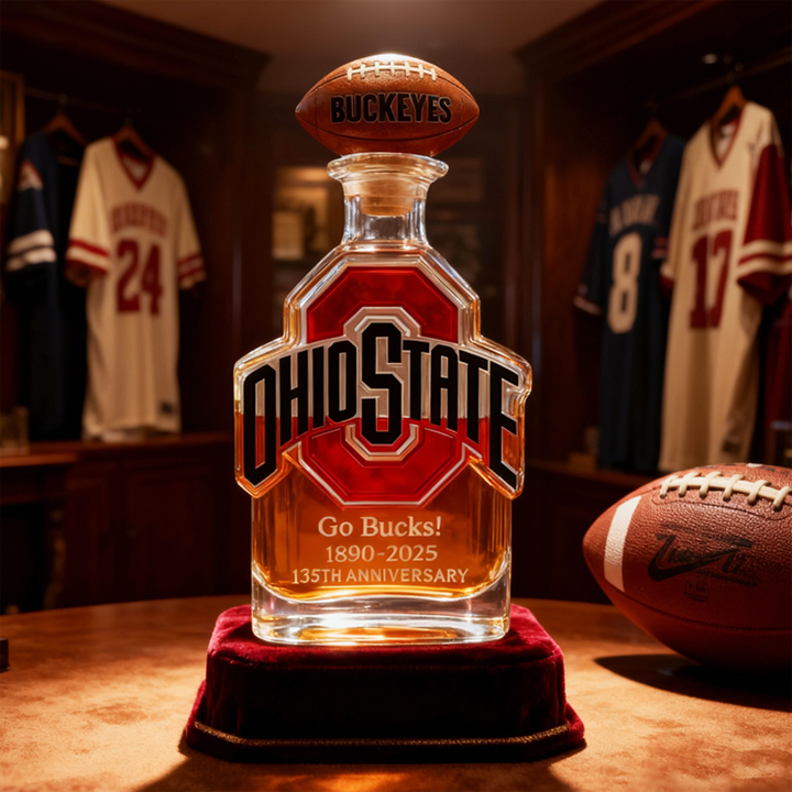 Ohio State Buckeyes Go Bucks 1980-2025 135th Anniversary Custom Whiskey Bottle-Storyflask