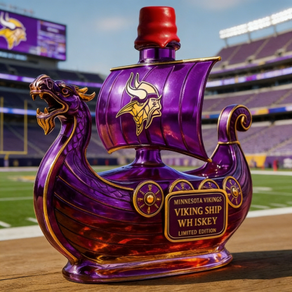 Minnesota Vikings Dragon‐head Ship Custom Whiskey Bottle - A Commanding Tribute to The Franchise’s Heritage