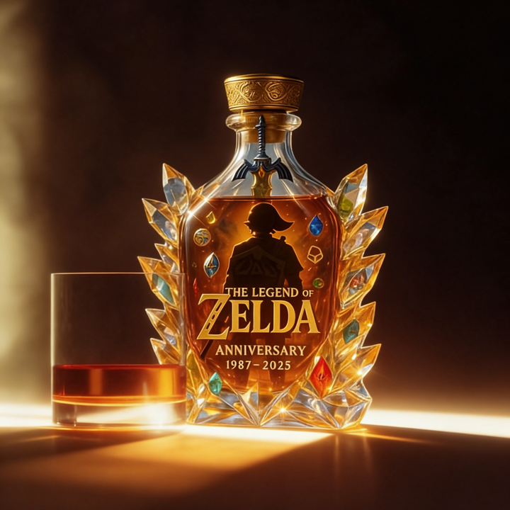 The Dazzling Legend Of Zelda 38th Anniversary 1987-2025 Whisky Bottle - A Masterpiece in Crystal & Spirit-Storyflask