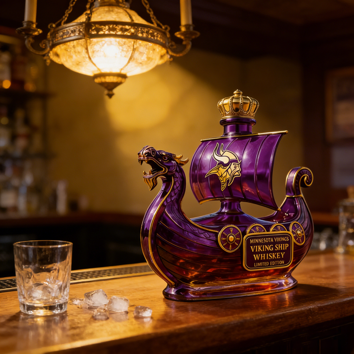 Minnesota Vikings Dragon‐head Ship Custom Whiskey Bottle - A Commanding Tribute to The Franchise’s Heritage