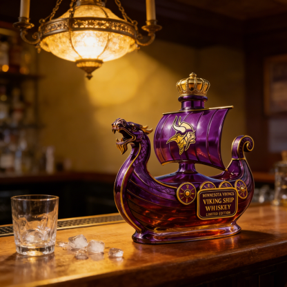 Minnesota Vikings Dragon‐head Ship Custom Whiskey Bottle - A Commanding Tribute to The Franchise’s Heritage