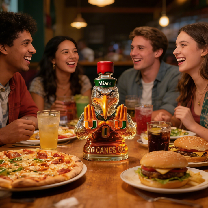 Miami Hurricanes Go Canes Go Whiskey Bottle - The One-And-Only Sebastian the Ibis