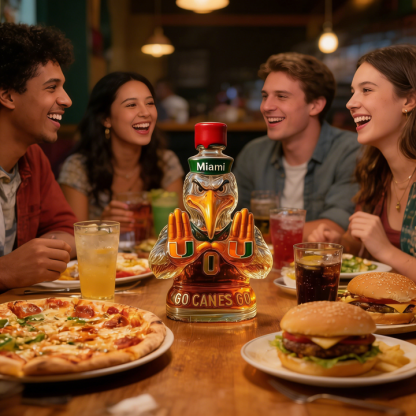 Miami Hurricanes Go Canes Go Whiskey Bottle - The One-And-Only Sebastian the Ibis