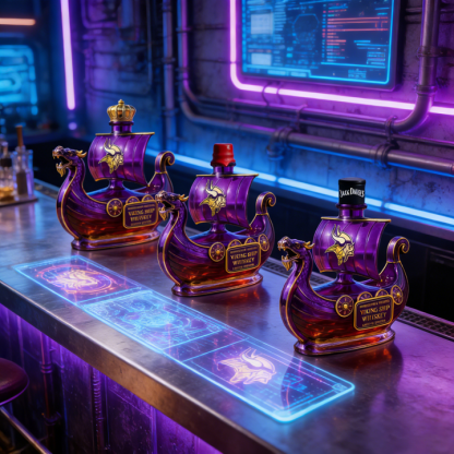 Minnesota Vikings Dragon‐head Ship Custom Whiskey Bottle - A Commanding Tribute to The Franchise’s Heritage