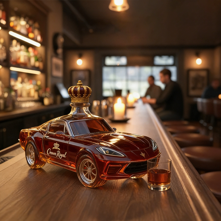 Chevrolet Corvette C8 Whiskey Bottle - Unique Automotive Design Glass Decanter