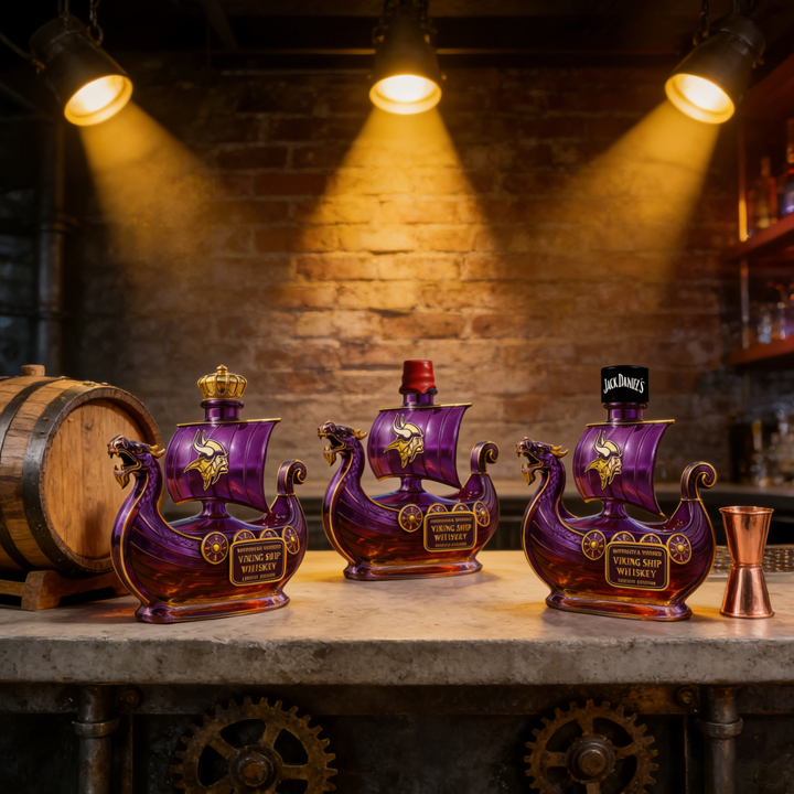Minnesota Vikings Dragon‐head Ship Custom Whiskey Bottle - A Commanding Tribute to The Franchise’s Heritage