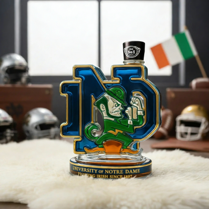 University Of Notre Dame Fighting Irish Whiskey Bottle - Nd Monogram Collectible Glass Decanter