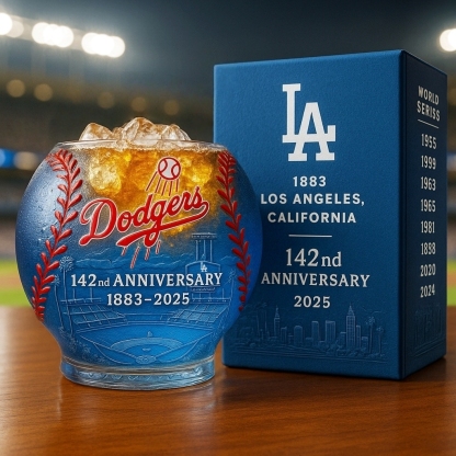 Dodgers 142nd Anniversary Whiskey Glass 2025-Storyflask