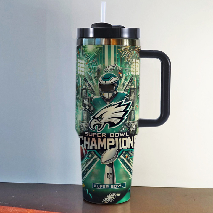 NFL Stainless Steel Tumbler with Handle and Straw - 40oz Double Wall Insulated Travel Mug with Lid