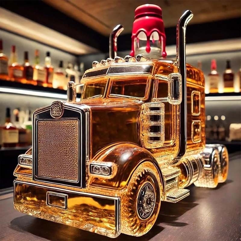Truck Shape Glass Whiskey Bottle-Storyflask