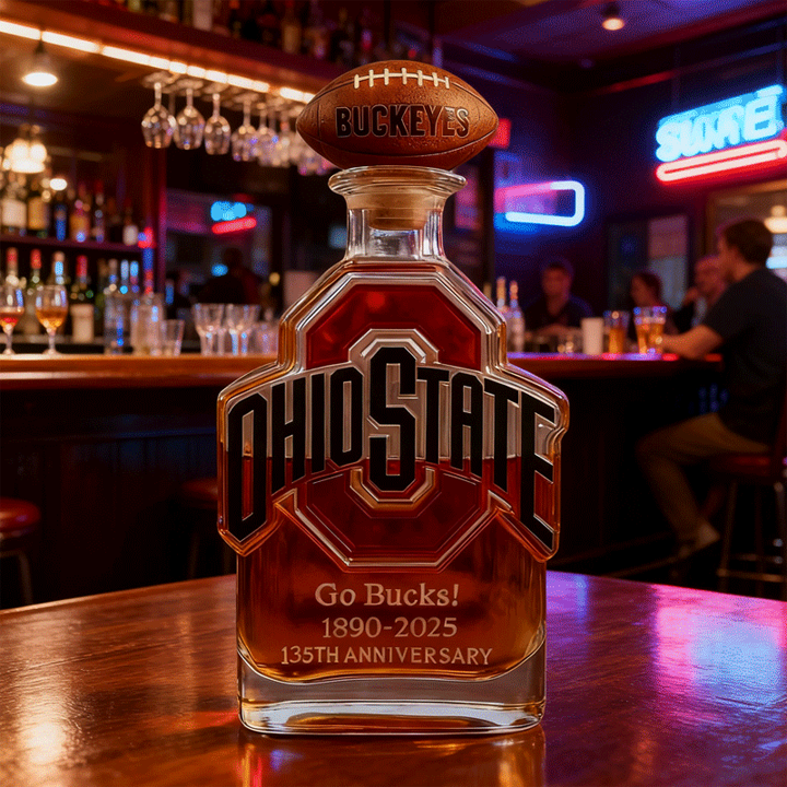 Ohio State Buckeyes Go Bucks 1980-2025 135th Anniversary Custom Whiskey Bottle-Storyflask