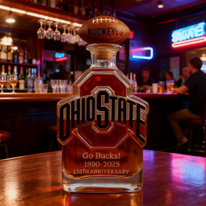 Ohio State Buckeyes Go Bucks 1980-2025 135th Anniversary Custom Whiskey Bottle-Storyflask