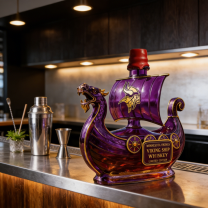 Minnesota Vikings Dragon‐head Ship Custom Whiskey Bottle - A Commanding Tribute to The Franchise’s Heritage
