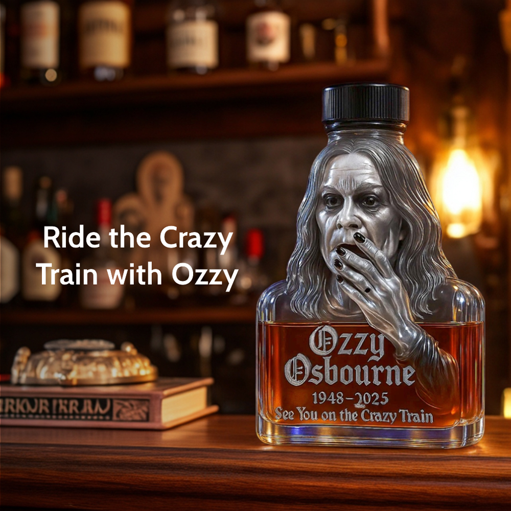 Ozzy See You on the Crazy Train Whiskey Bottle-Storyflask