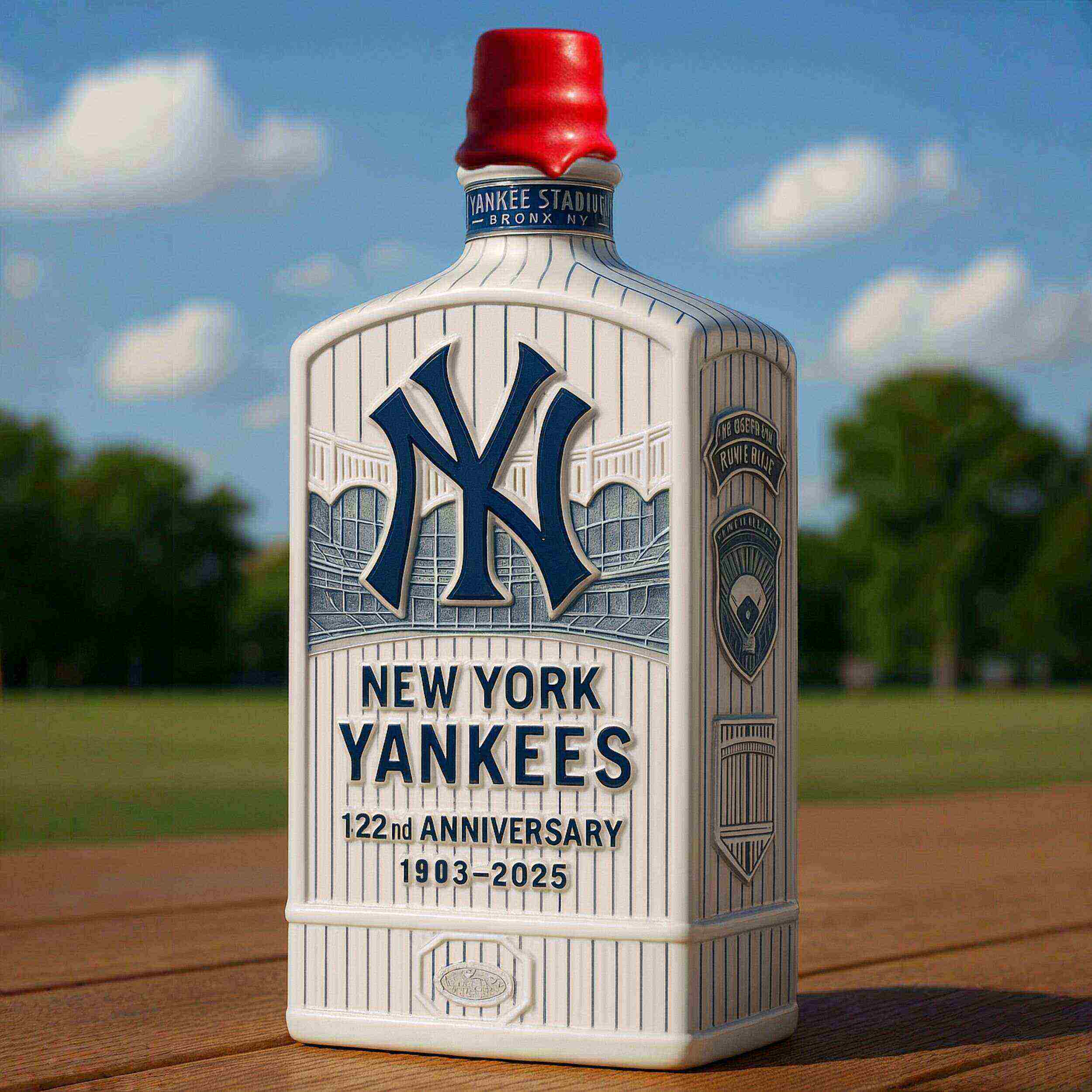 New York Yankees 122nd Anniversary Whiskey Bottle-Storyflask