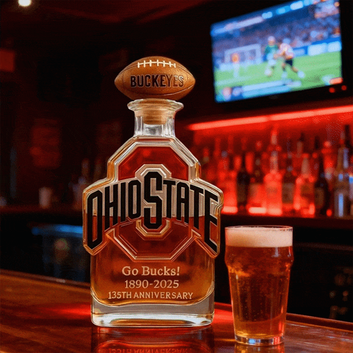Ohio State Buckeyes Go Bucks 1980-2025 135th Anniversary Custom Whiskey Bottle-Storyflask