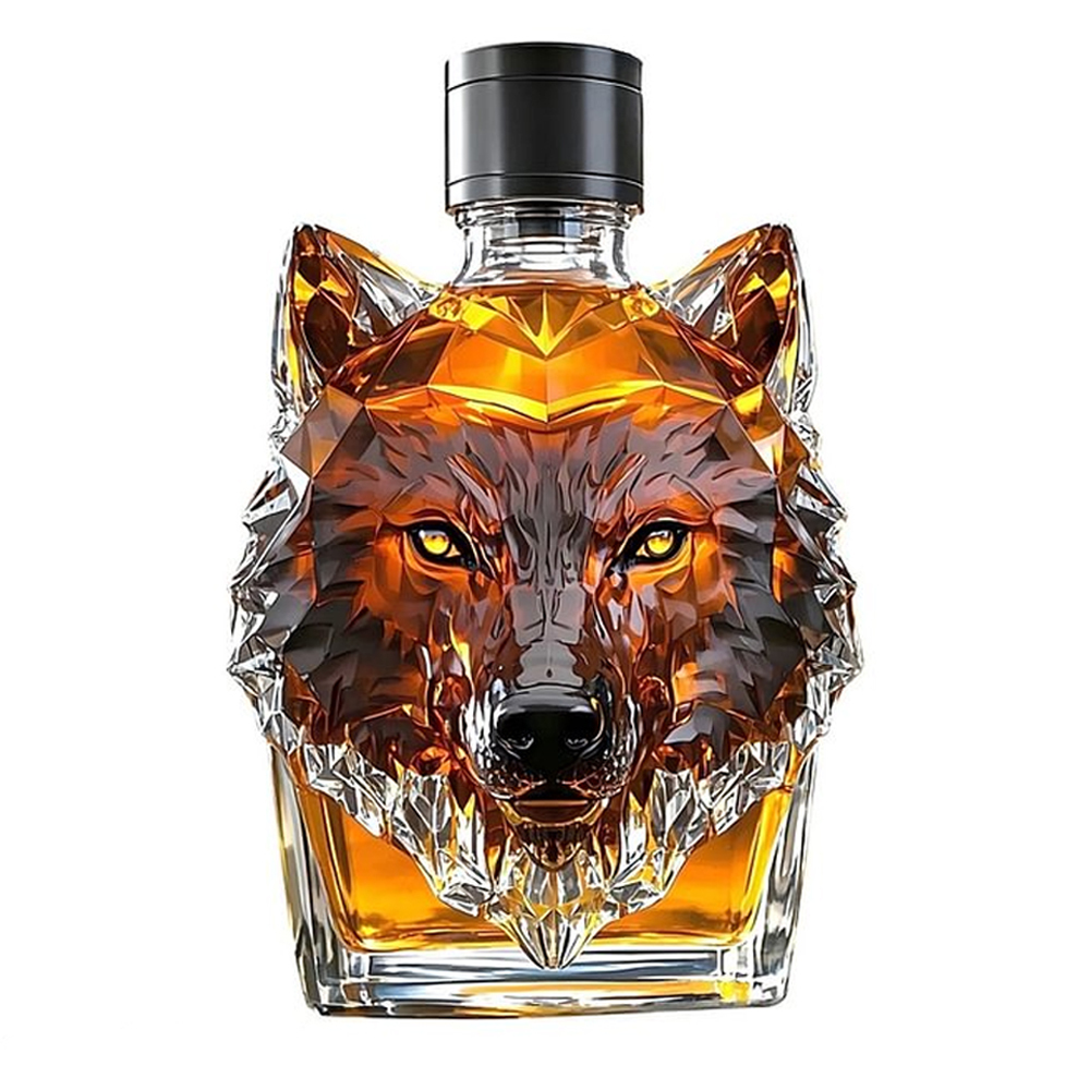 2026 Wolf Unique Animal Glass Whiskey Bottle-Storyflask